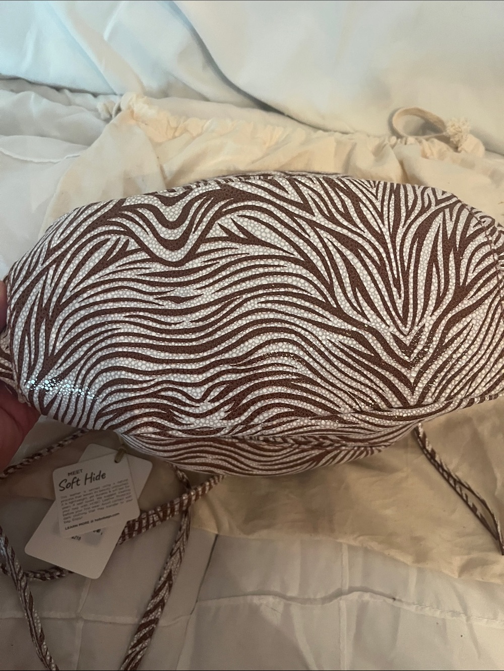 HOBO Brown and White Zebra-Print Hobo Tote - Picture 15 of 16